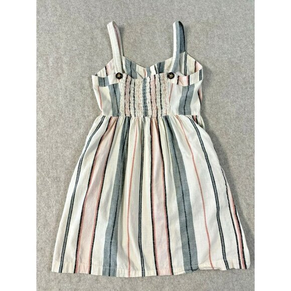 Shyanne Womens Sm Western Sundress Mini Linen Adjustable Straps Button Down - Picture 14 of 16